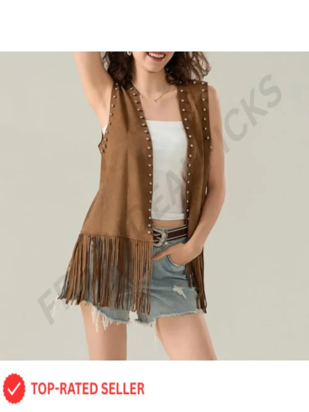 Fringe Vest Women Sleeveless Western Cowgirl Faux Suede Tassel Cardigan Hippie